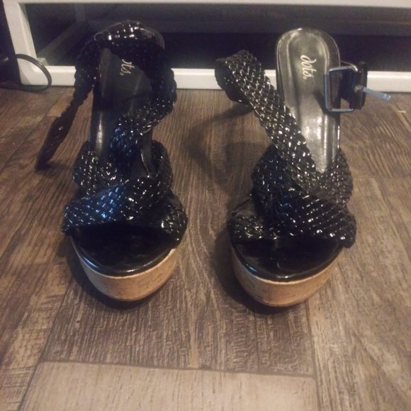 Strappy Cork Heel Platforms - Picture 1 of 6